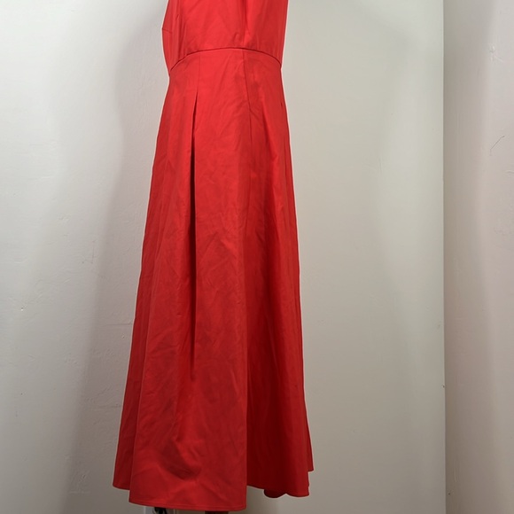 TARA JARMON Roquette V-NECK Full Skirt DRESS IN CORAL COLOR IN Rouge 40 - Picture 6 of 10